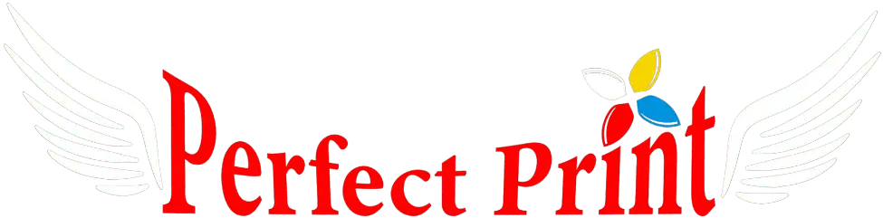 Perfect Print branding with red lettering on a black background