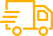 Orange delivery truck icon with motion lines.