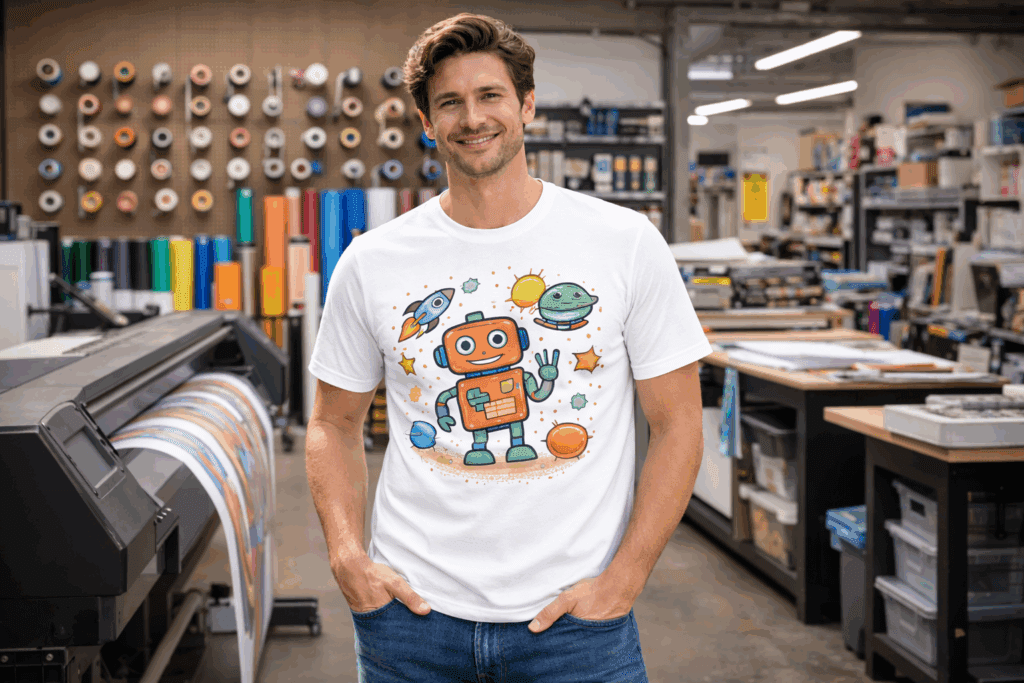 Custom printed shirt using customer-provided apparel
