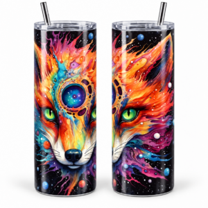 Cosmic Fox 20 oz Tumbler design shown on a skinny tumbler