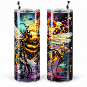 Cosmic Honey Bee 20 oz Tumbler design shown on a skinny tumbler
