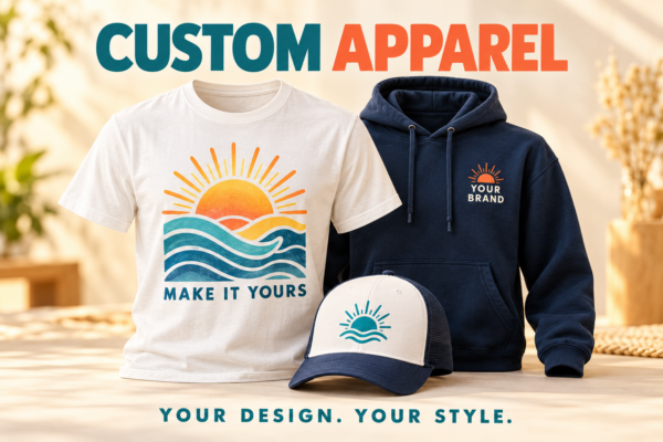 Custom printed T-shirt, hoodie and hat