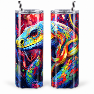Neon Serpent 20 oz Tumbler design shown on a skinny tumbler