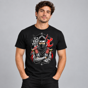 Shadow Ninja graphic T-shirt on black model